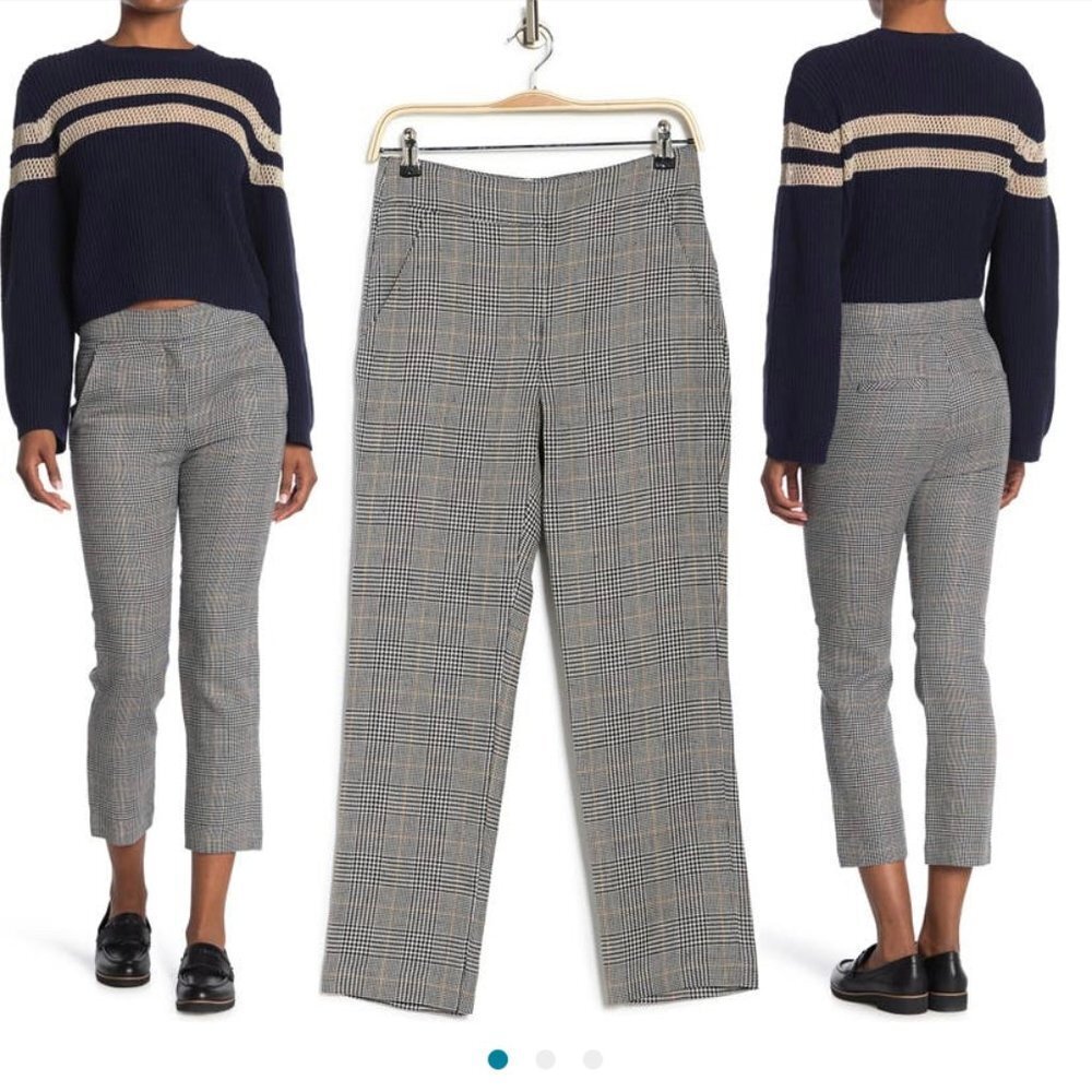 Veronica Beard Trousers Gemini Pant Plaid Navy Size 8